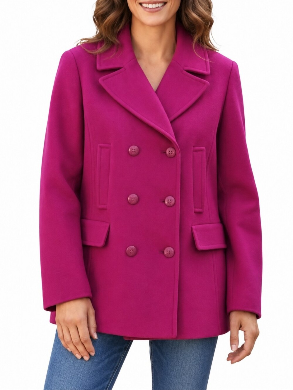 Talbots Wool Blend Double Breasted Pea Coat Size 24 NEW